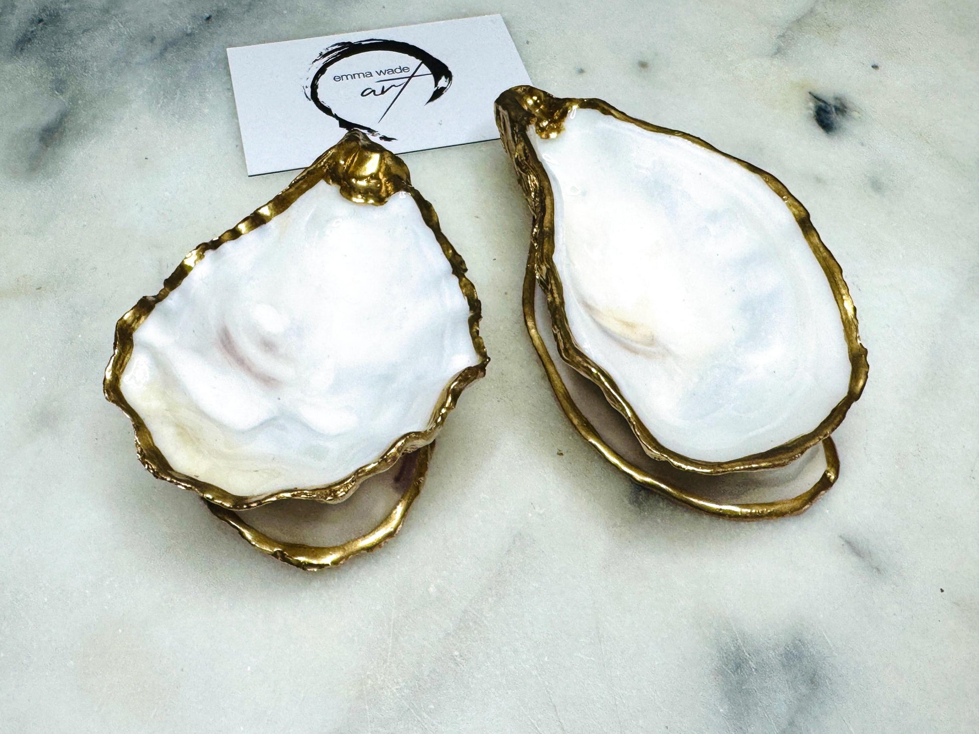 Pair of Gold Gilded Oyster salt Dishes,Seashell salt dish, shell salt, oyster salt tray, salt and pepper shell, salt and pepper shell box, oyster shell salt and pepper, sea shell salt, oyster shell salt, seashell salt holder, oyster shell sugar dish, oyster salt, cow salt pot, oyster salt dish, oyster pinch bowl, salt crystal bowl, shell salt dish, oyster salt cellar, oyster salt and pepper holders, salt and pepper dish set, Host Gift, Dining Decor, Pearl white Contemporary pinch pots