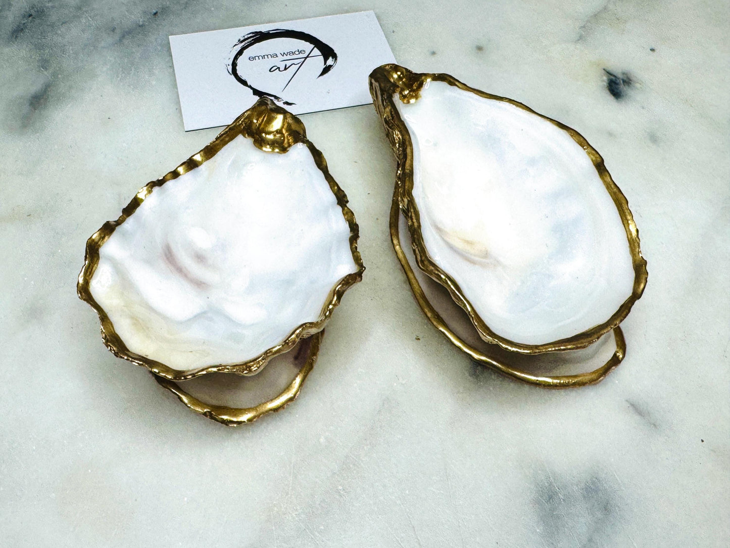 Pair of Gold Gilded Oyster salt Dishes,Seashell salt dish, shell salt, oyster salt tray, salt and pepper shell, salt and pepper shell box, oyster shell salt and pepper, sea shell salt, oyster shell salt, seashell salt holder, oyster shell sugar dish, oyster salt, cow salt pot, oyster salt dish, oyster pinch bowl, salt crystal bowl, shell salt dish, oyster salt cellar, oyster salt and pepper holders, salt and pepper dish set, Host Gift, Dining Decor, Pearl white Contemporary pinch pots
