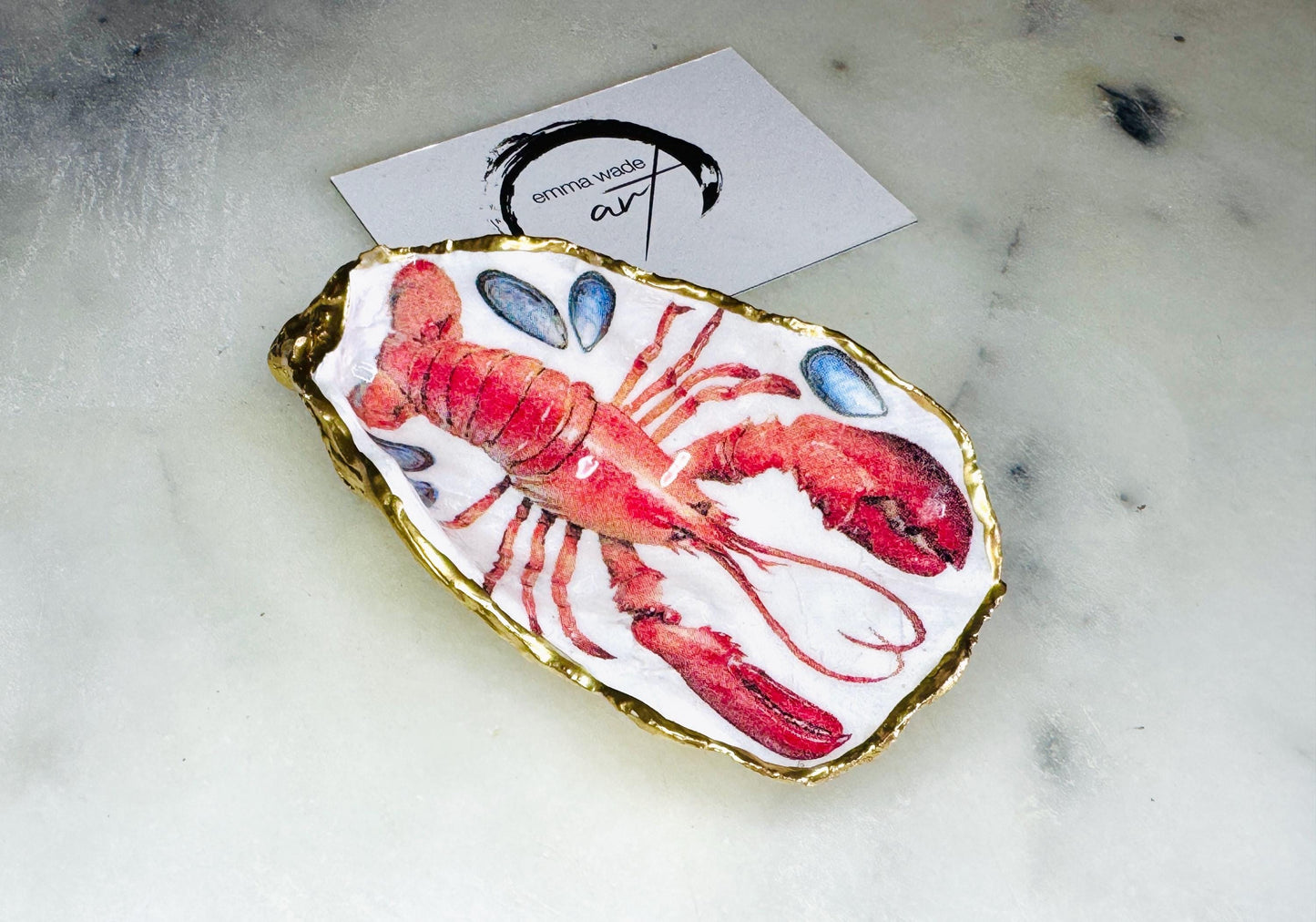 Hand-Gilded Oyster Shell Trinket Dish | Crab & Lobster Coastal Decor | Gold Leaf Jewellery Dish, Nautical Gift, Coastal Host gift