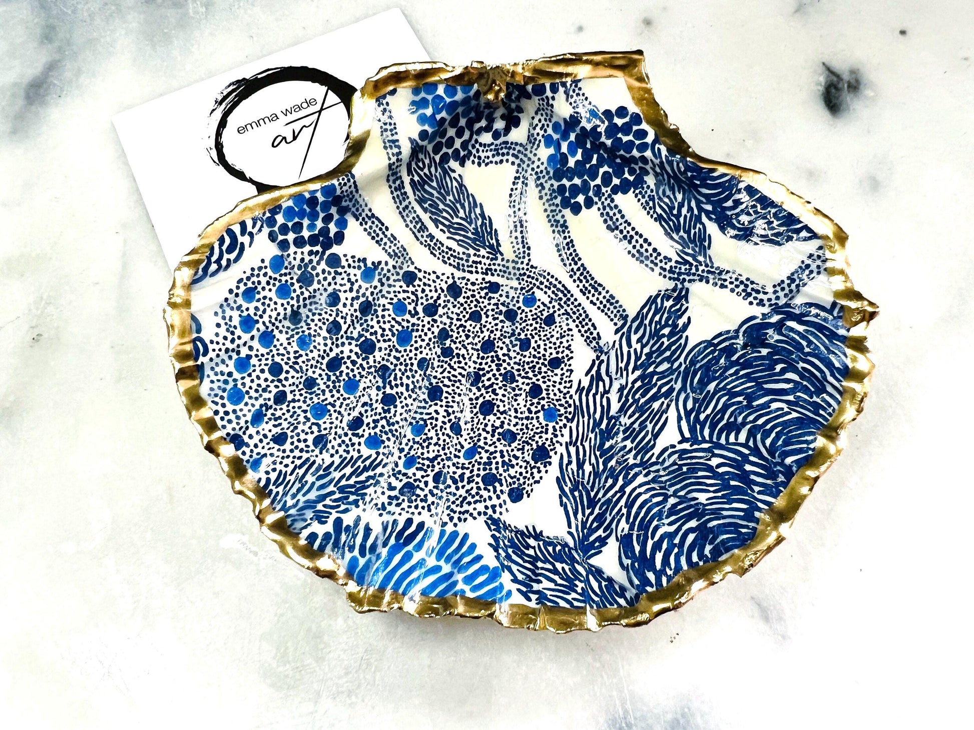 Marimekko Nordic design, Finnish decor, scallop decoupage dish, trinket dish, blue shell dish, scallop jewellery dish, gift for her, gift for mum, EmmaWadeART, flower dish, Nordic art, Finnish art, kitchen decor, marimekko dish, shell coastal decor