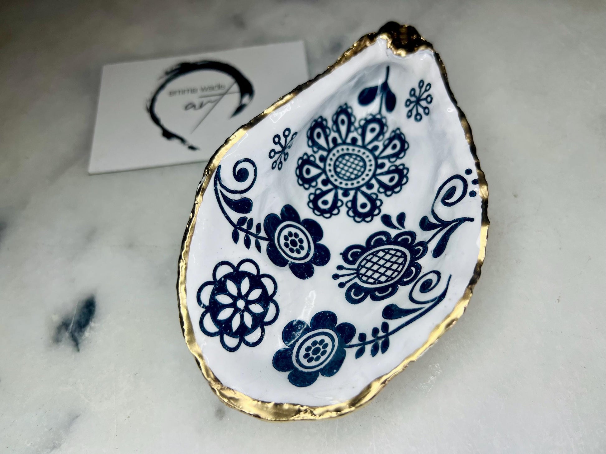 Blue Floral Bird Marimekko, scandavian,  scallop trinket Shell dishes, Shell Bird Design shell jewellery dish, sustainable packaging, shell scallop dish, trinket tray shell, scallop shell jewellery bowl, golden trinket dish, scallop shell blue abstract dish, blue shell dish, decoupaged earring dish, scallop dish with abstract design, shell art trinket, decoupage shell dish, shell key bowl, nature lover gift, coastal shell gift, coastal host gift, blue Floral shell ornament, shell ring dish