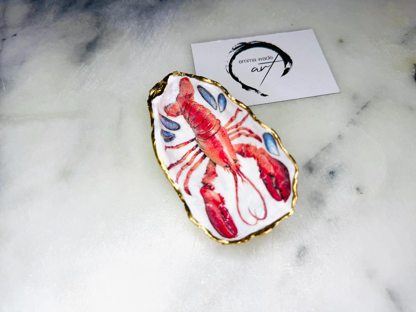 Red Crab and Lobster Gold Gilded Oyster salt Dishes, Seashell salt dish, Salt gift, oyster salt tray, salt and pepper shell, salt and pepper shell box, sea shell salt, seashell salt holder, oyster shell sugar dish, Lobster shell gift, Crab shell gift,  oyster salt, cow salt pot, oyster salt dish, oyster pinch bowl, salt crystal bowl, shell salt dish, oyster salt cellar, oyster salt and pepper holders, salt and pepper dish set, Red white Contemporary pinch pots, Sealife Gift, Coastal Host Gift,