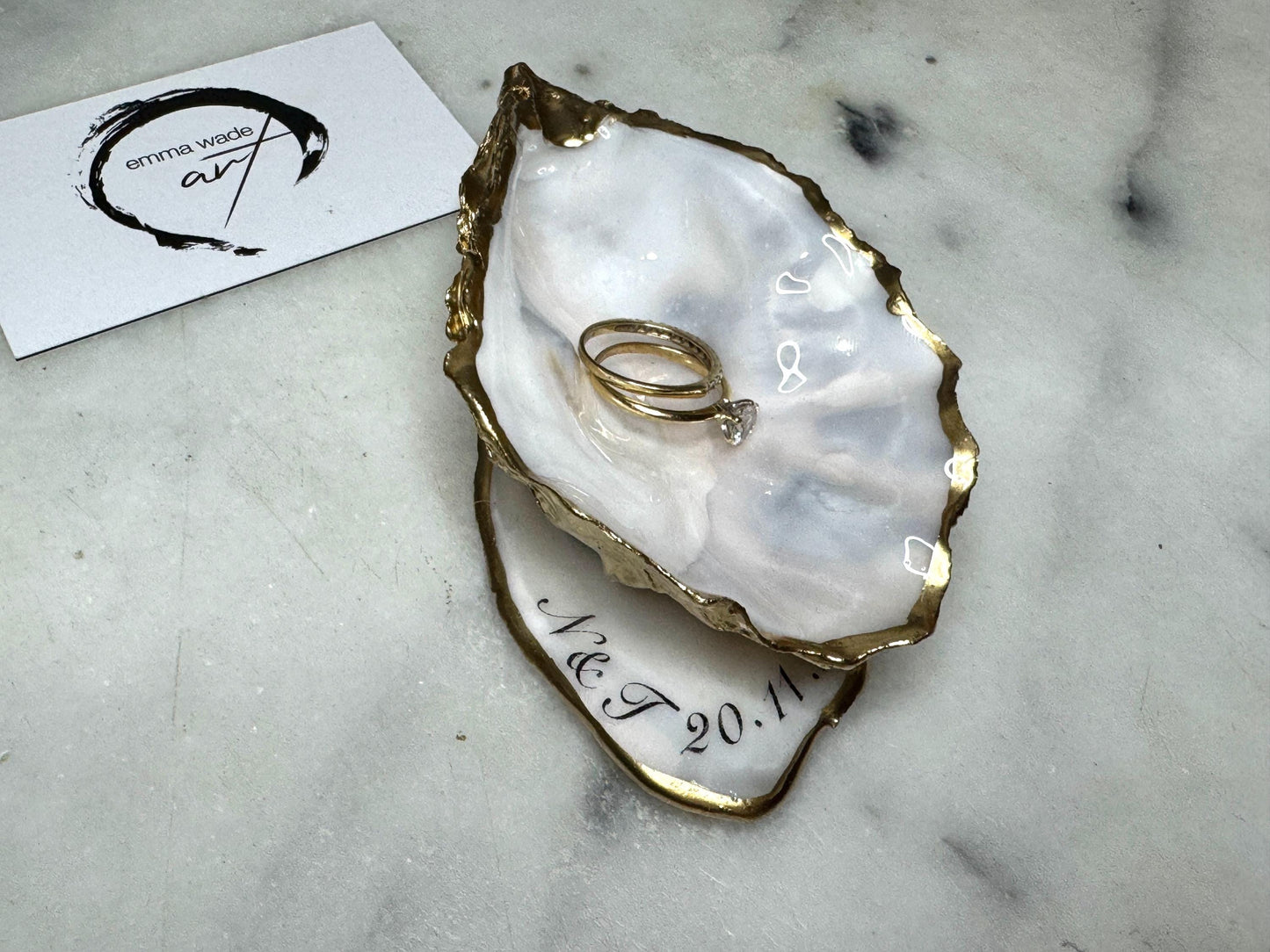 Gift for her, Gift for him, oyster shell box, Ring holder, Pearl Trinket shell dish, jewelry oyster dish, bridesmaid gift idea,  Wedding favours, personalised oyster dish, Coastal decor, EmmaWadeART, coastal decor, wedding table decor, oyster place name, ring bearer box, oyster ring display, ocean shell ring box, oyster ring tray, personalised oyster dish, EmmaWadeART, shell trinket tray, wedding ring display box, ocean wedding gift, pearl oyster dish, pearl shell dish, gift for mum