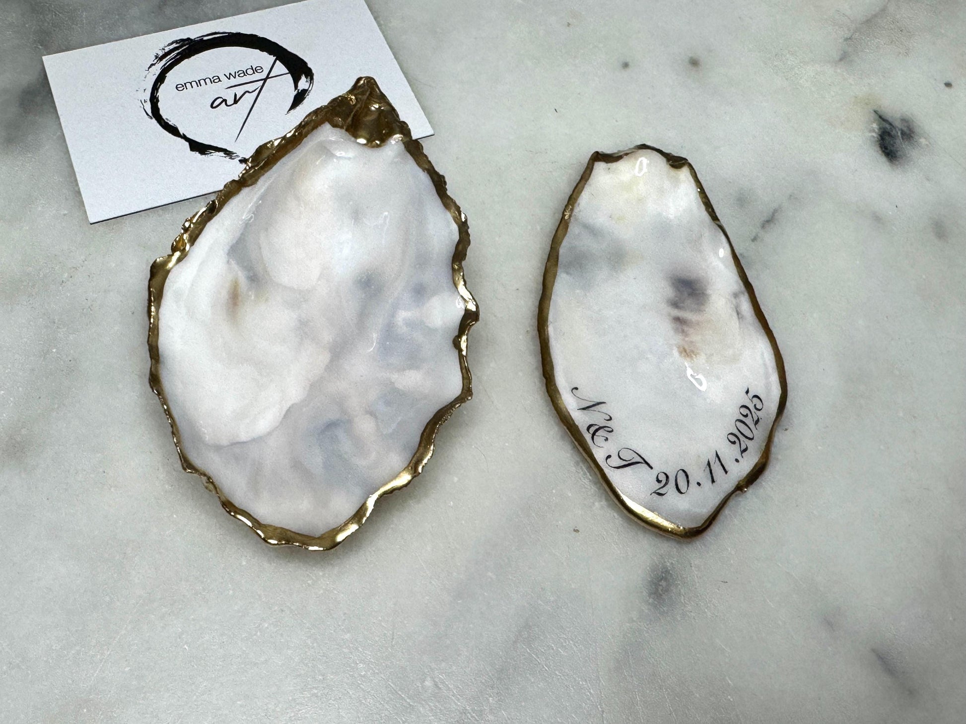 Gift for her, Gift for him, oyster shell box, Ring holder, Pearl Trinket shell dish, jewelry oyster dish, bridesmaid gift idea,  Wedding favours, personalised oyster dish, Coastal decor, EmmaWadeART, coastal decor, wedding table decor, oyster place name, ring bearer box, oyster ring display, ocean shell ring box, oyster ring tray, personalised oyster dish, EmmaWadeART, shell trinket tray, wedding ring display box, ocean wedding gift, pearl oyster dish, pearl shell dish, gift for mum