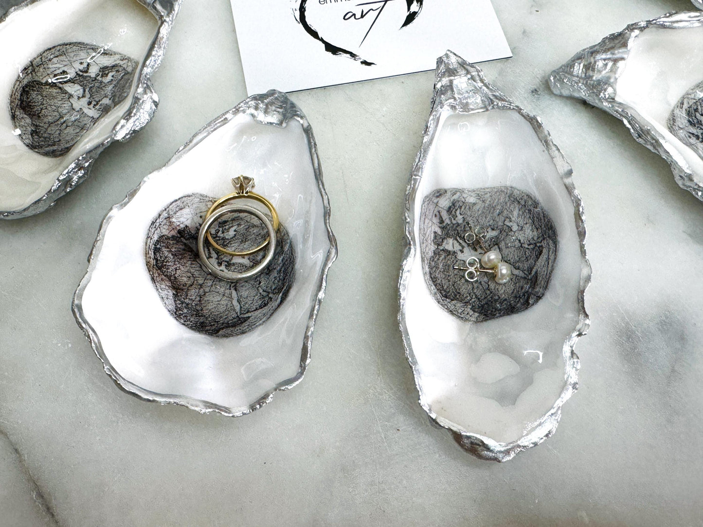 Hand Drawn World is my Oyster Pearl Shell Gift, Trinket Oyster Shell dish gold and silver gilding, gold leaf trinket tray, shell oyster dish, white Swarovski pearl shell bowl, decorative oyster shells, world Design Ouster key bowl, blue and gold shell dish, Swarovski Pearl ring dish, golden trinket dish, bride shell dish, shell jewellery bowl, decoupaged earrings dish, shell art trinket, silver leaf shell gift, Gold leaf shell trinket holder, hand painted shell with gold, Proposal Ring Tray