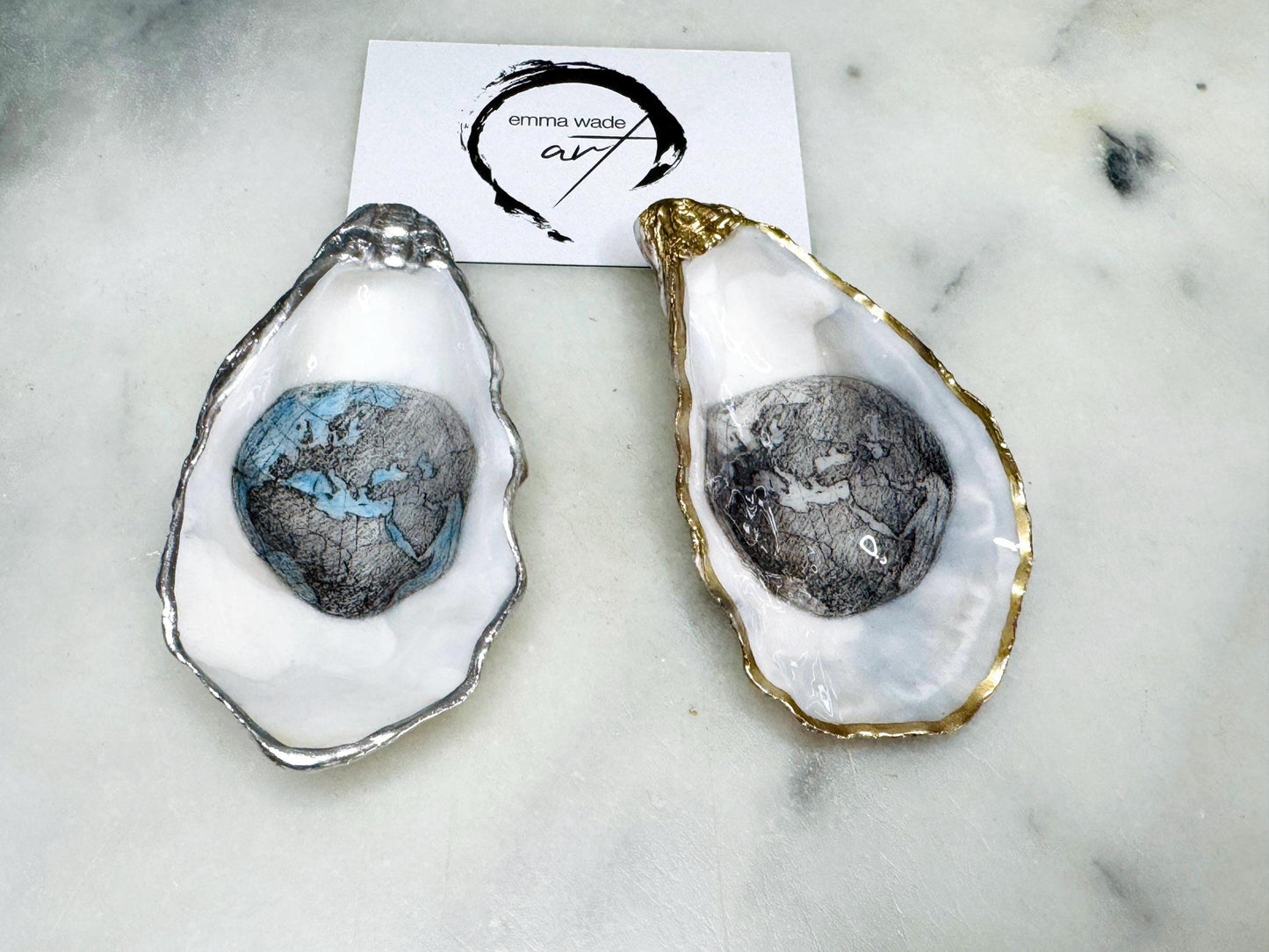 Gold Leaf Oyster Shell Trinket Dish: Swarovski Pearl Ring Holder, The world is your oyster