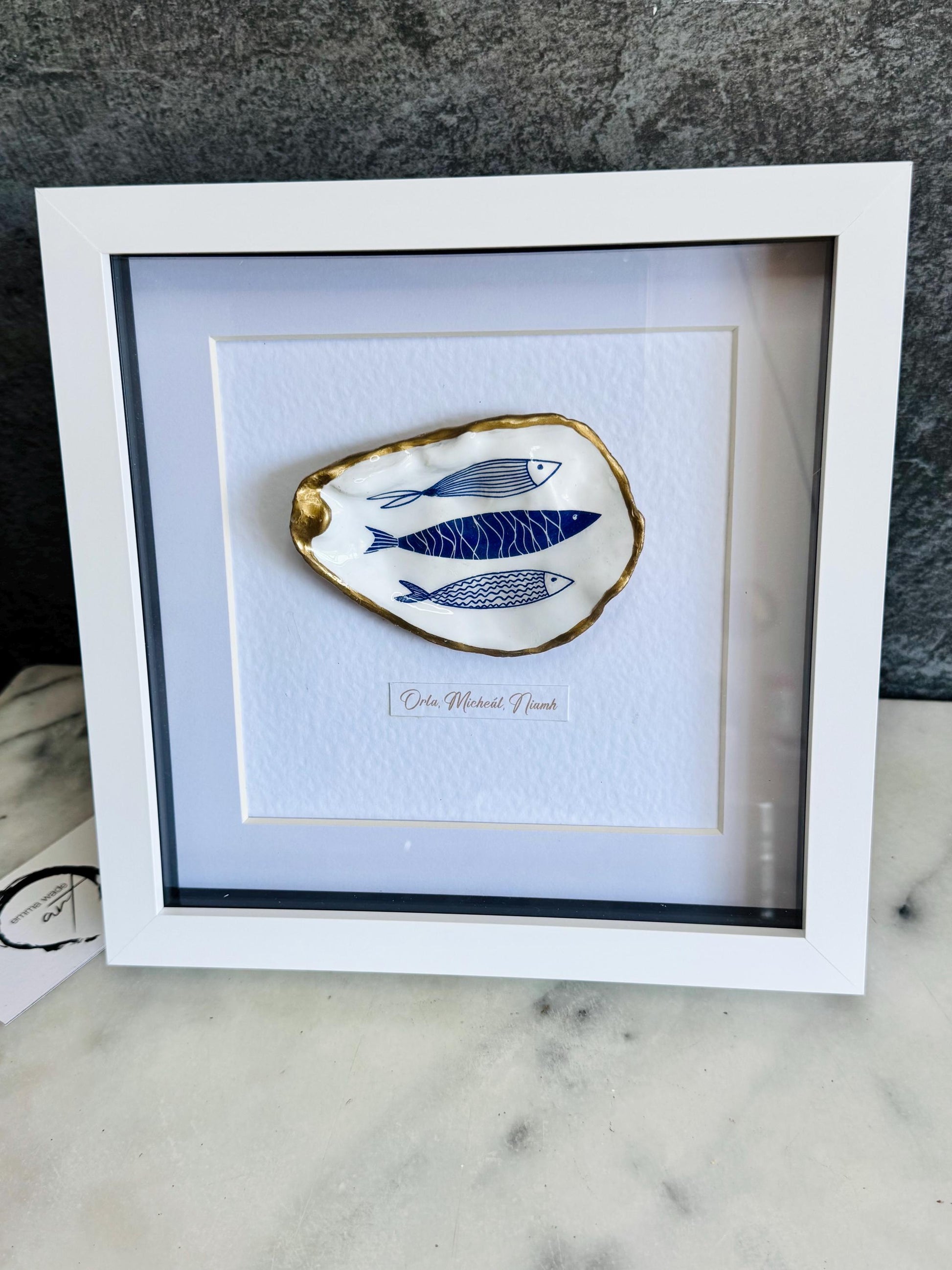Handmade Personalised Oyster Shell Art in Frame | Custom Names Gift | Coastal Home Decor | Handmade Framed Shell Artwork | UK Wedding Gift