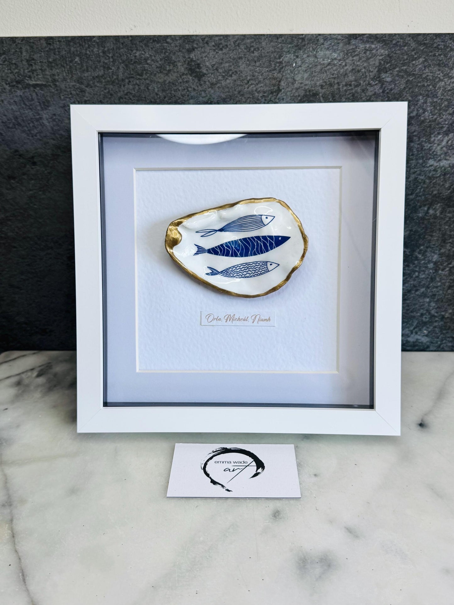 Handmade Personalised Oyster Shell Art in Frame | Custom Names Gift | Coastal Home Decor | Handmade Framed Shell Artwork | UK Wedding Gift