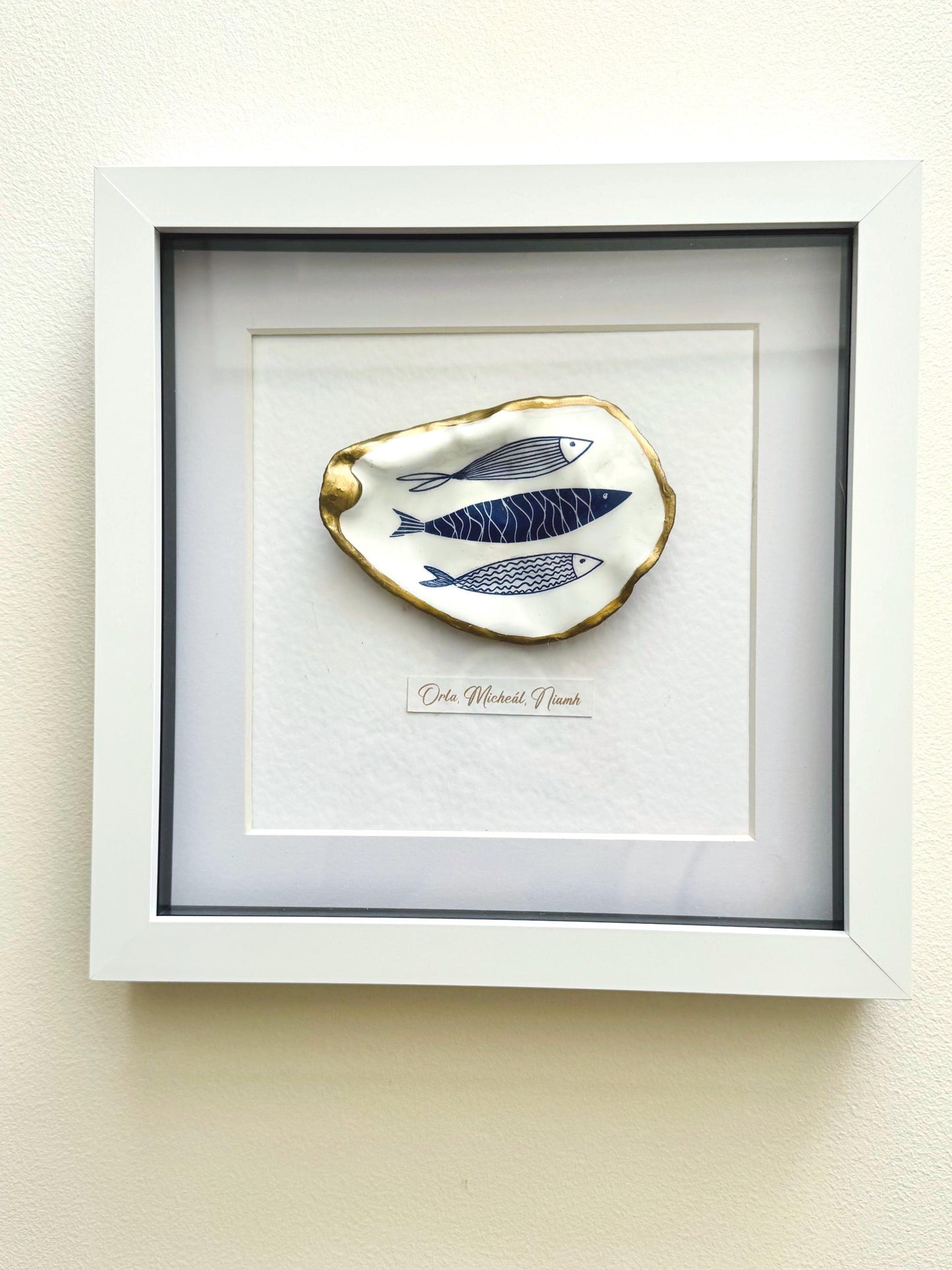 Handmade Personalised Oyster Shell Art in Frame | Custom Names Gift | Coastal Home Decor | Handmade Framed Shell Artwork | UK Wedding Gift