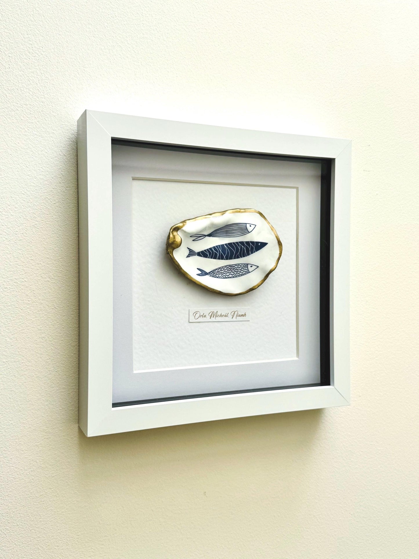 Handmade Personalised Oyster Shell Art in Frame | Custom Names Gift | Coastal Home Decor | Handmade Framed Shell Artwork | UK Wedding Gift