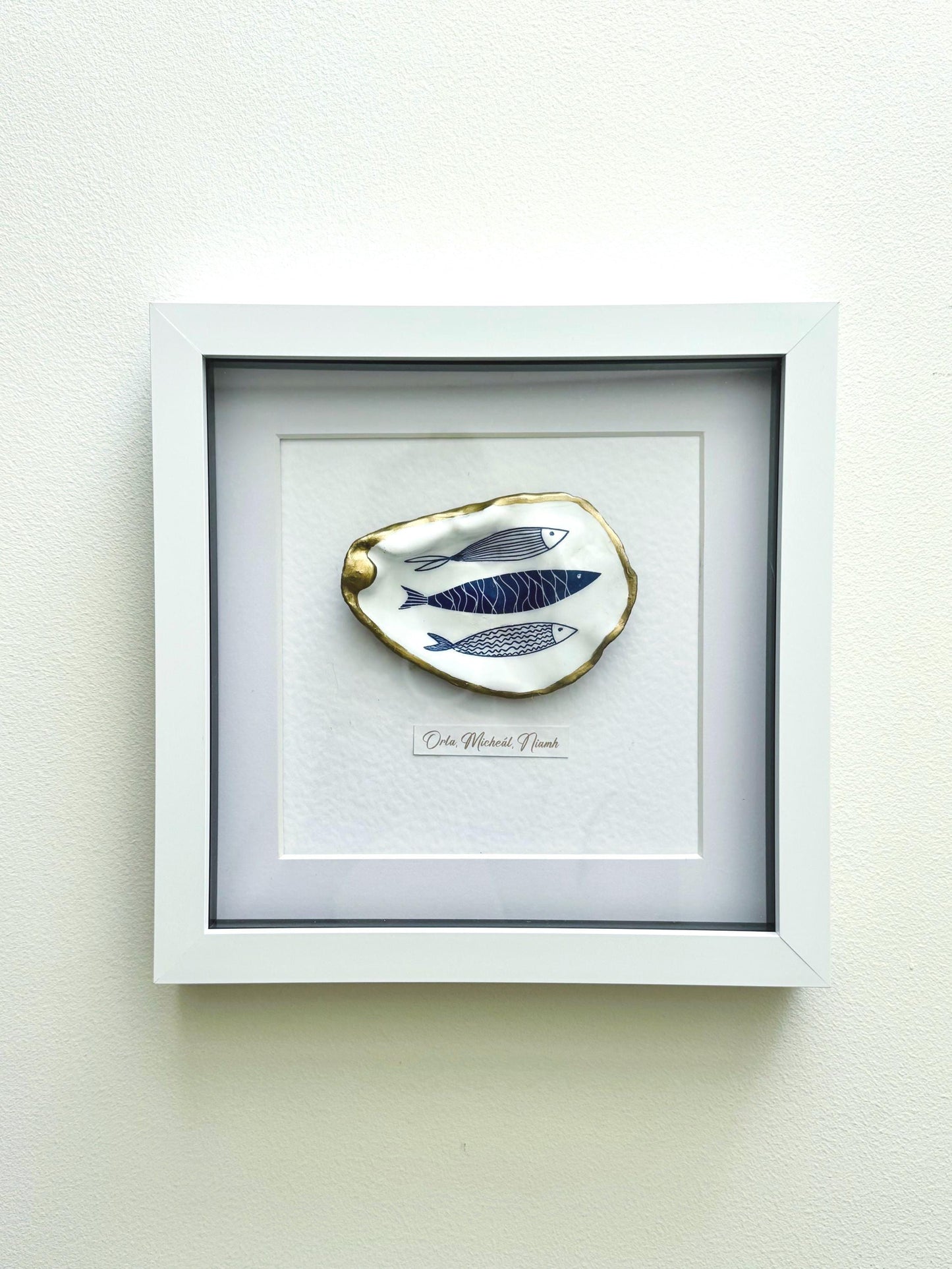 Handmade Personalised Oyster Shell Art in Frame | Custom Names Gift | Coastal Home Decor | Handmade Framed Shell Artwork | UK Wedding Gift