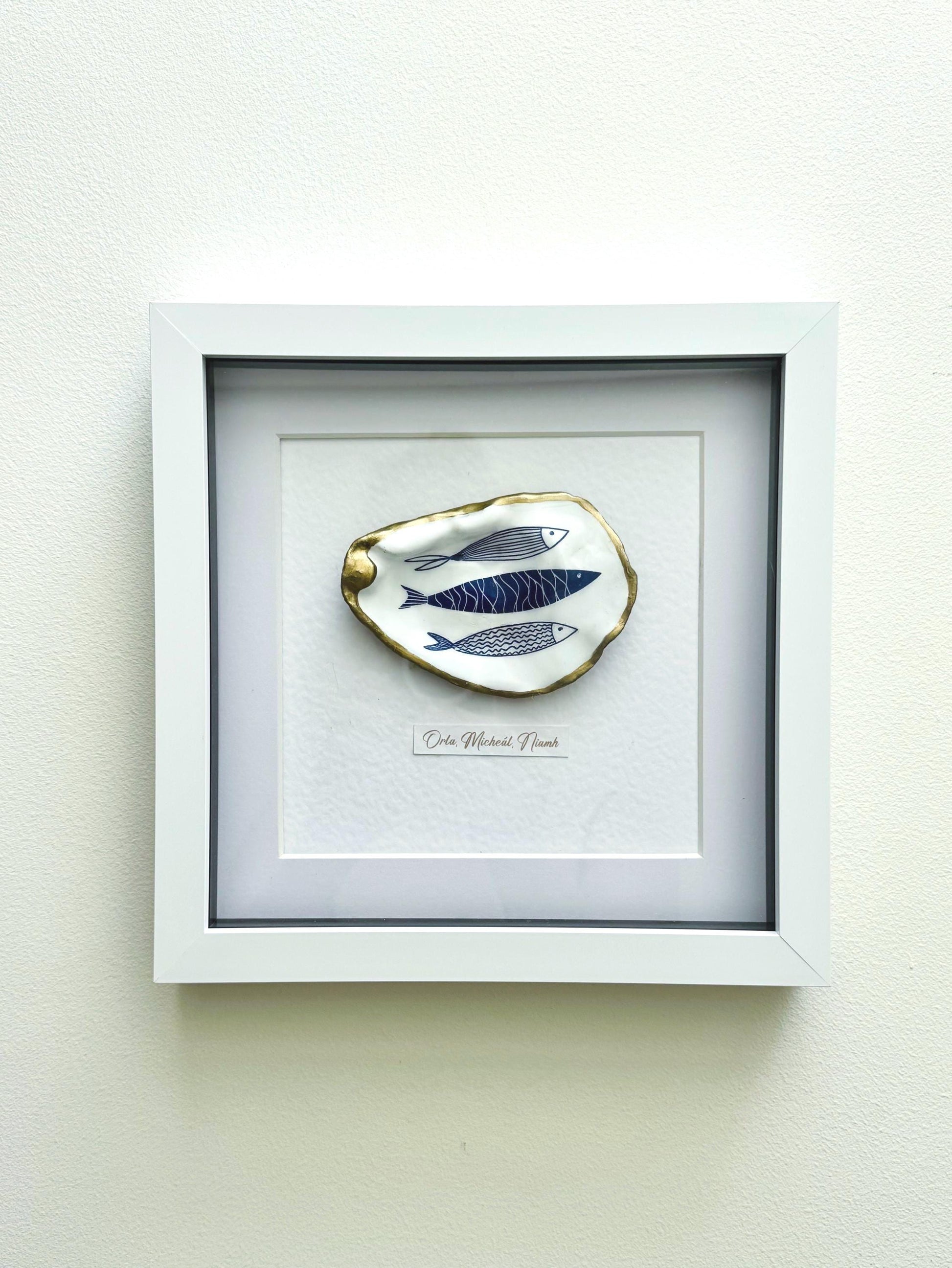 Handmade Personalised Oyster Shell Art in Frame | Custom Names Gift | Coastal Home Decor | Handmade Framed Shell Artwork | UK Wedding Gift