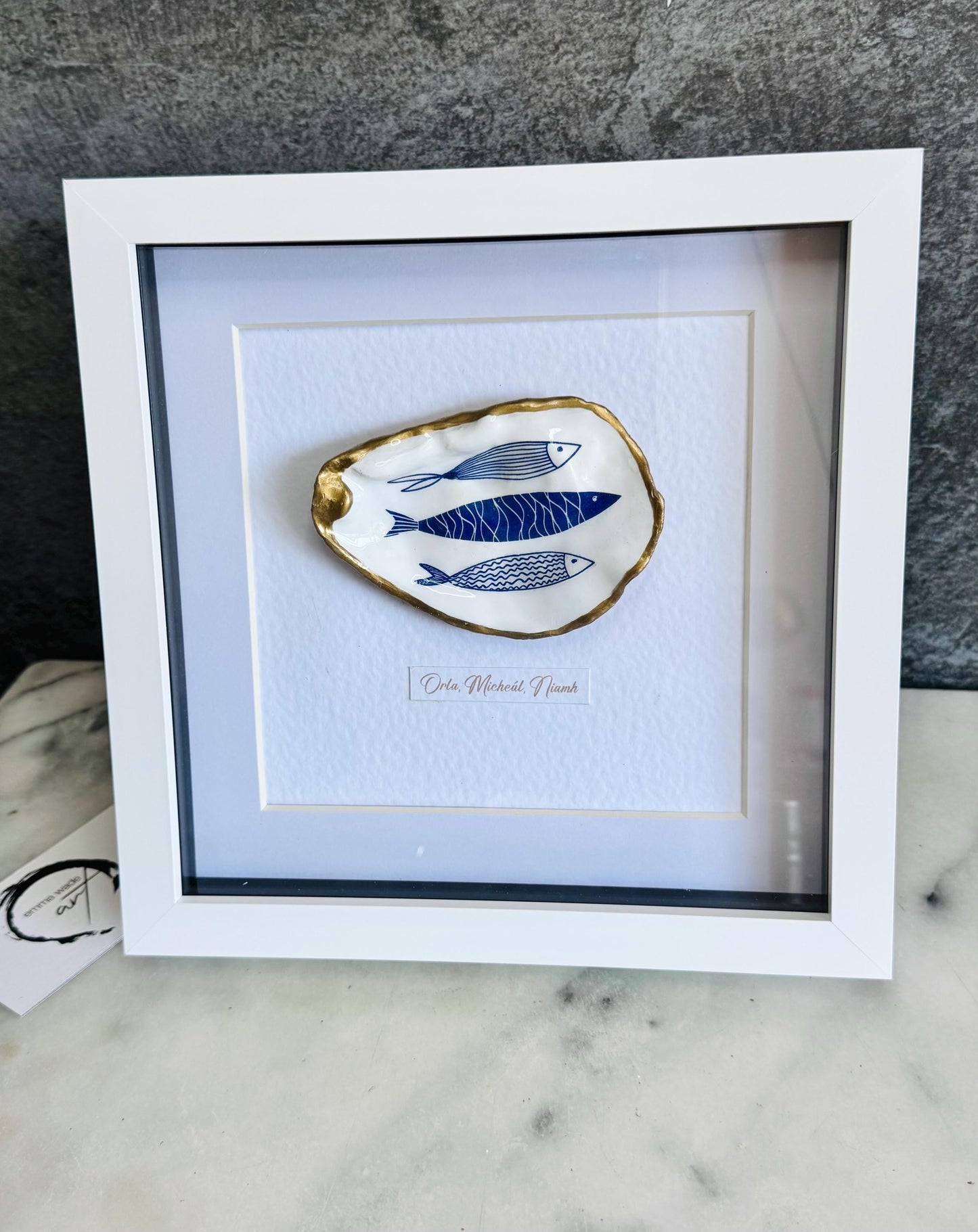 Handmade Personalised Oyster Shell Art in Frame | Custom Names Gift | Coastal Home Decor | Handmade Framed Shell Artwork | UK Wedding Gift