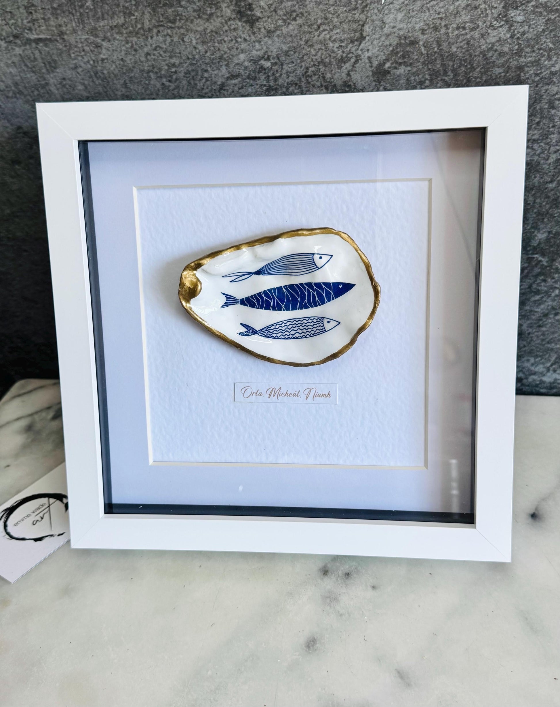 Handmade Personalised Oyster Shell Art in Frame | Custom Names Gift | Coastal Home Decor | Handmade Framed Shell Artwork | UK Wedding Gift