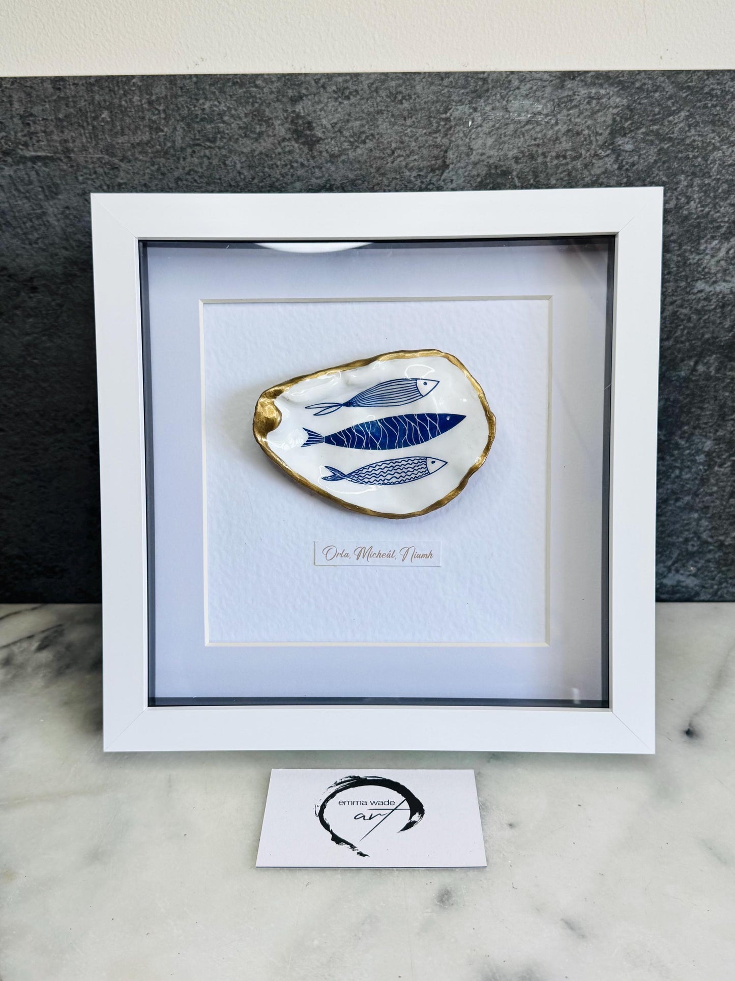 Handmade Personalised Oyster Shell Art in Frame | Custom Names Gift | Coastal Home Decor | Handmade Framed Shell Artwork | UK Wedding Gift
