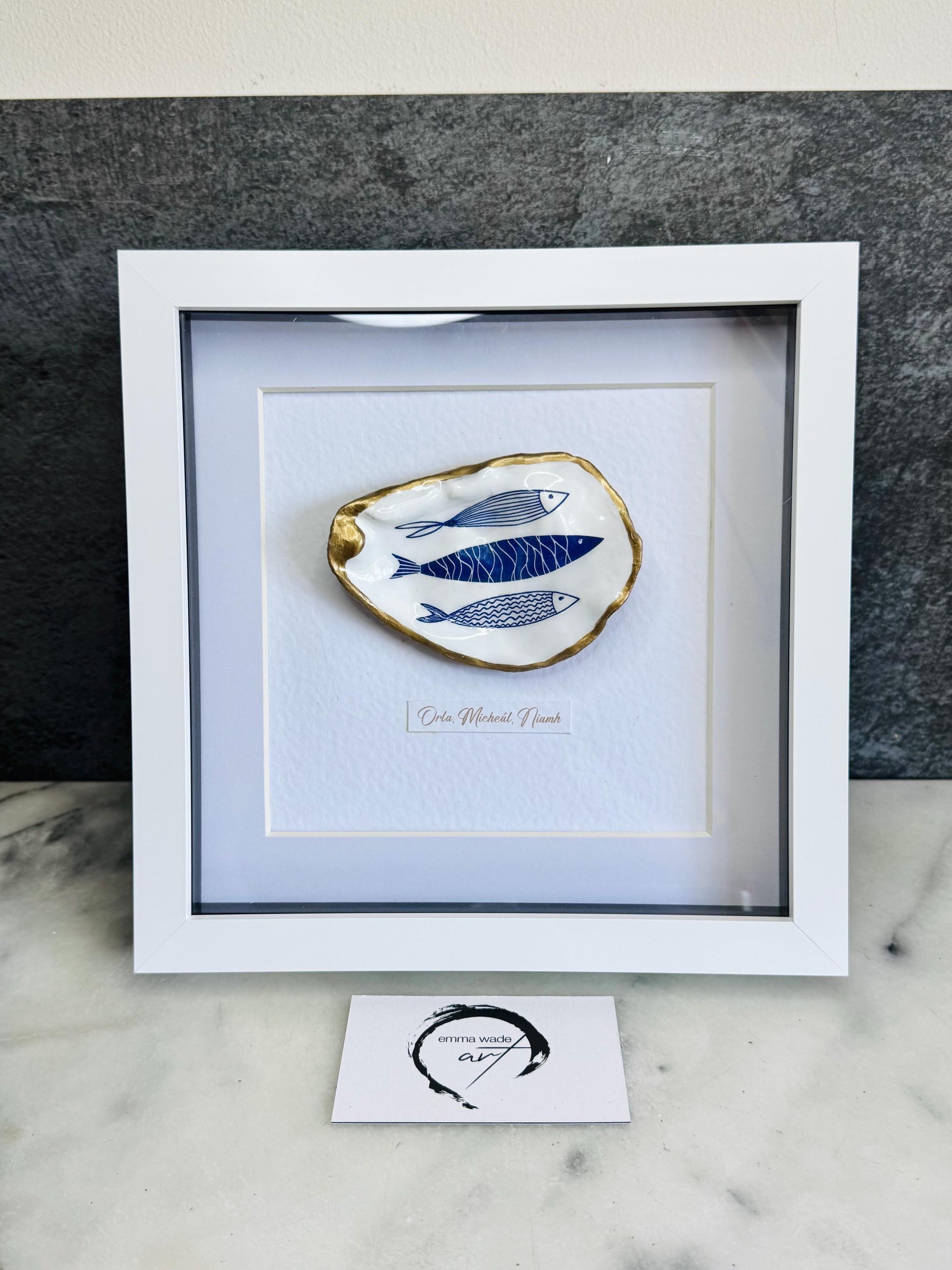 Handmade Personalised Oyster Shell Art in Frame | Custom Names Gift | Coastal Home Decor | Handmade Framed Shell Artwork | UK Wedding Gift
