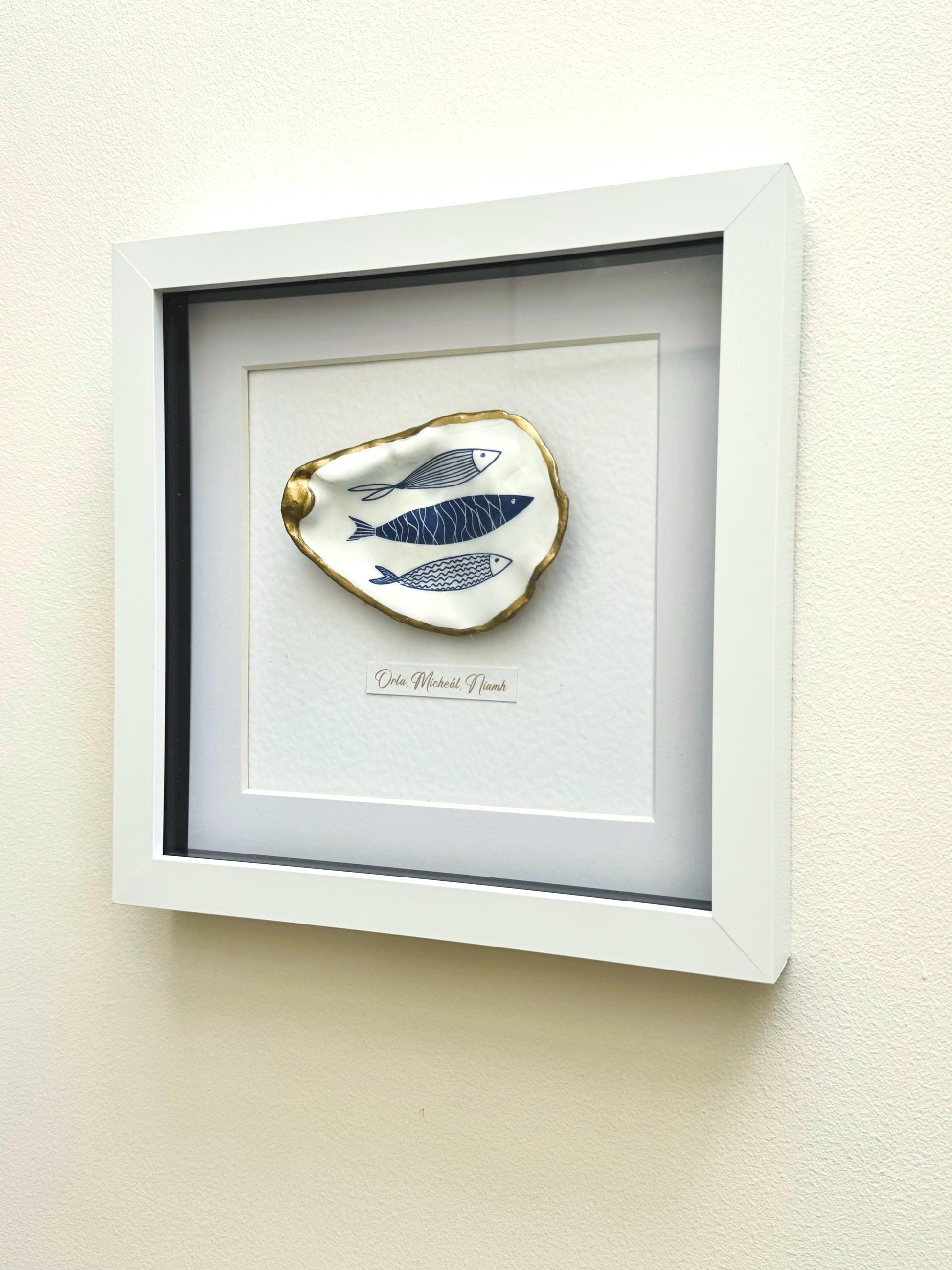 Handmade Personalised Oyster Shell Art in Frame | Custom Names Gift | Coastal Home Decor | Handmade Framed Shell Artwork | UK Wedding Gift