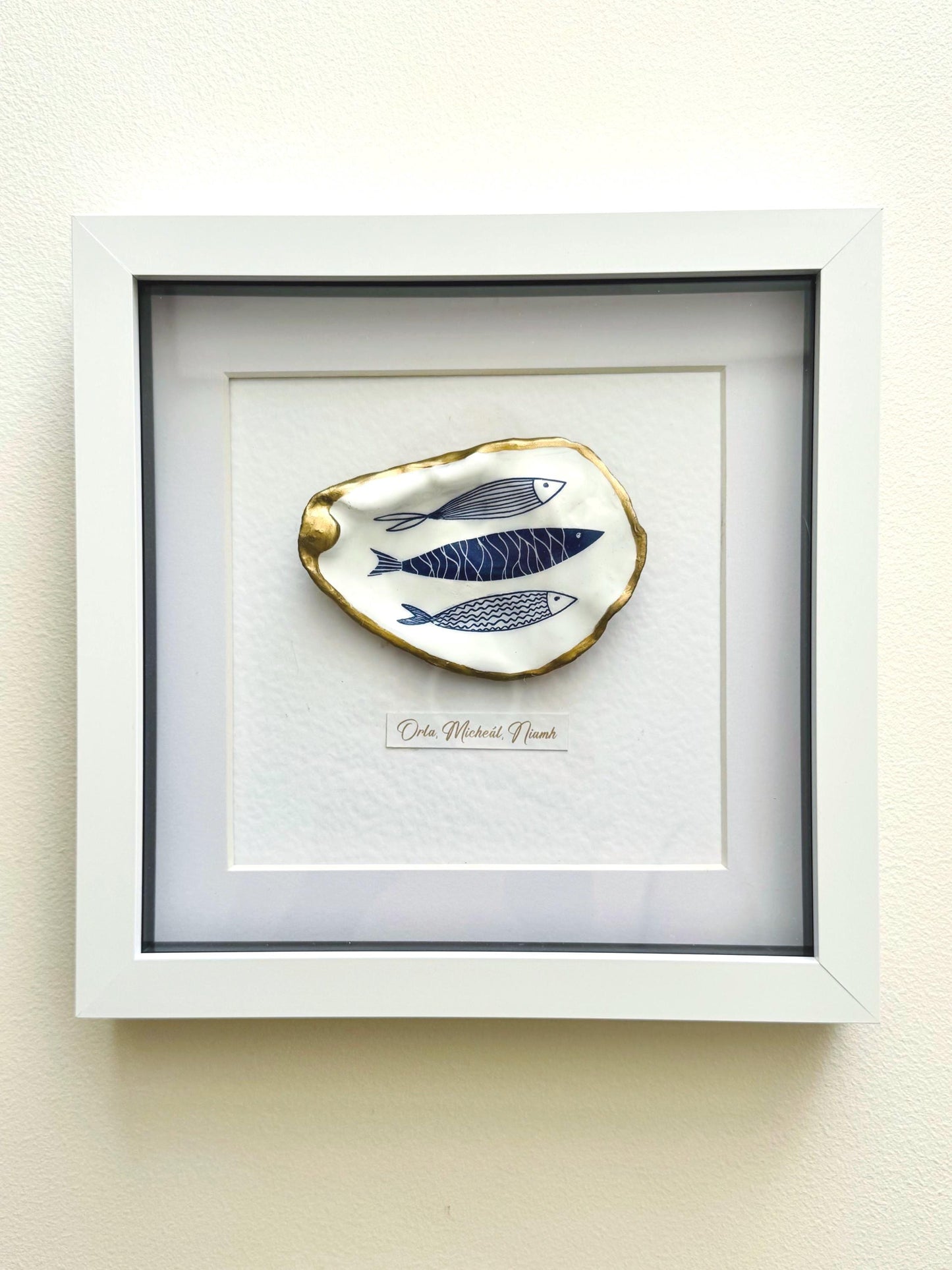 Handmade Personalised Oyster Shell Art in Frame | Custom Names Gift | Coastal Home Decor | Handmade Framed Shell Artwork | UK Wedding Gift
