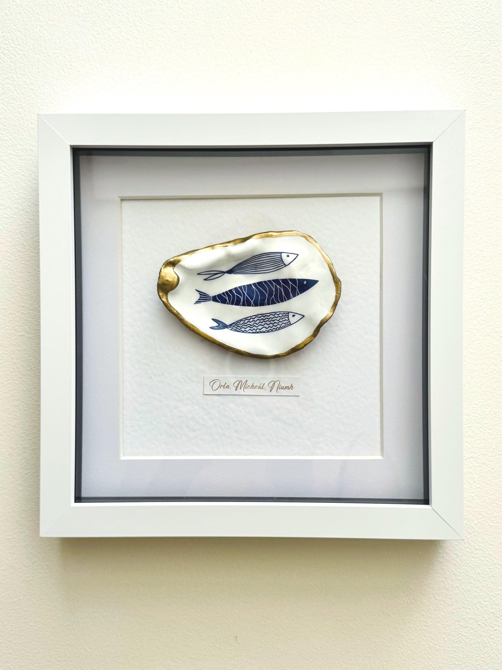 Handmade Personalised Oyster Shell Art in Frame | Custom Names Gift | Coastal Home Decor | Handmade Framed Shell Artwork | UK Wedding Gift