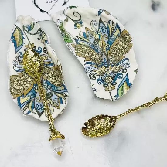 Oyster Shell Salt & Pepper Dishes Set, Baroque Gold Pinch Pots, Handmade Dorset Shell Tableware, Coastal Hostess Gift