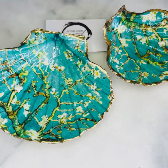 Van Gogh Almond Blossom Scallop Trinket Dish: Shell Jewellery Tray, UK Heritage Gift, Almond Blossom Gift