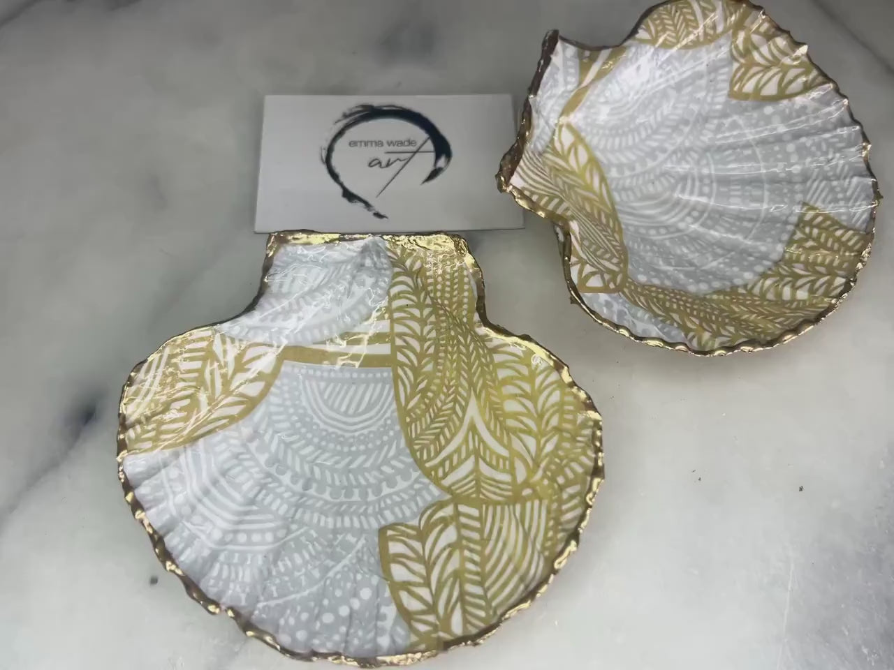 Marimekko Gold Leaf Natural Shell Jewellery Organiser, Gold Gilded Natural Scallop Shell Trinket Dish, Coastal Host Gift