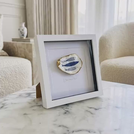 Handmade Personalised Oyster Shell Art in Frame | Custom Names Gift | Coastal Home Decor | Handmade Framed Shell Artwork | UK Wedding Gift