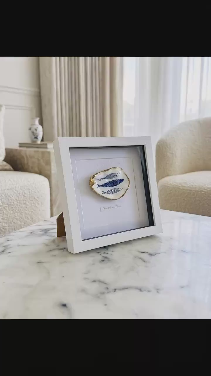 Handmade Personalised Oyster Shell Art in Frame | Custom Names Gift | Coastal Home Decor | Handmade Framed Shell Artwork | UK Wedding Gift