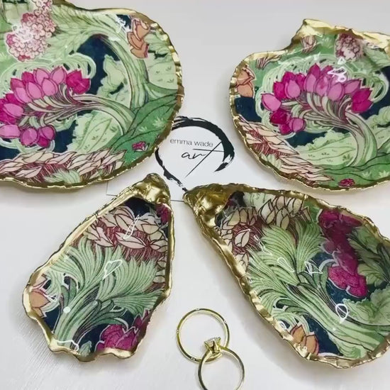 Victoria and Albert Museum Swirling Trees Shell Dish Set | Botanical Gold Gilded Ring Tray Collection | Sold individually or as a Set