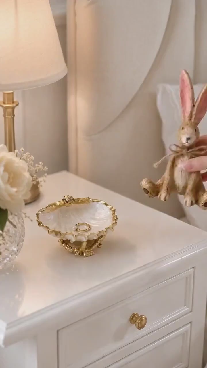 Christmas Bunny Ornament | Hand Finished Polyresin Rabbit Shelf Decor | Sitting Bunny, Kissing Bunnies or available as a Set | Festive Gift