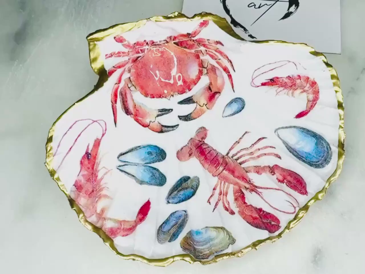 Hand-Gilded Scallop Shell Trinket Dish | Crab & Lobster Coastal Decor | Gold Leaf Jewellery Dish, Nautical Gift, Coastal Host gift