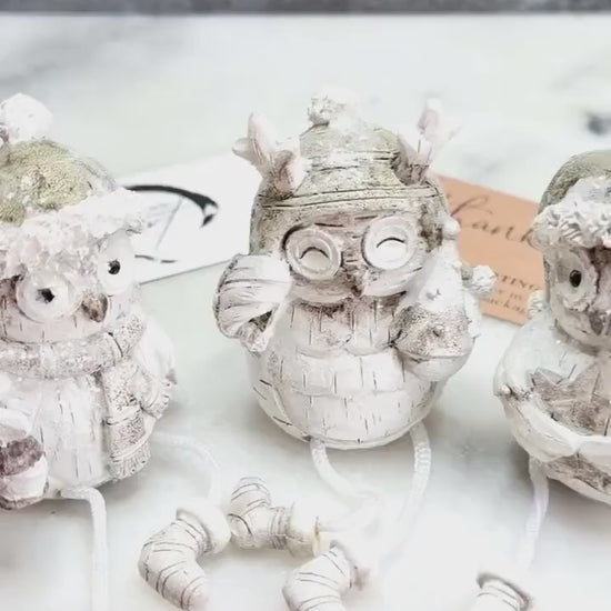 Set of 3 Christmas Owl Decorations | Woodland Winter Shelf Sitters | Festive Owl Ornaments | Christmas Gift & Stocking Filler | Nature Gift