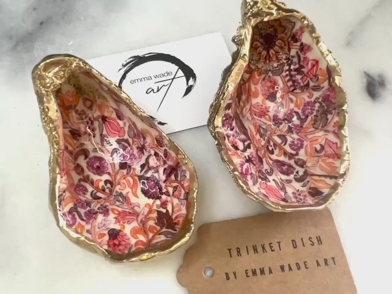 William Morris Pink Floral Oyster Trinket Dish: Shell ring dish, UK Heritage Gift, English Cottage Decor