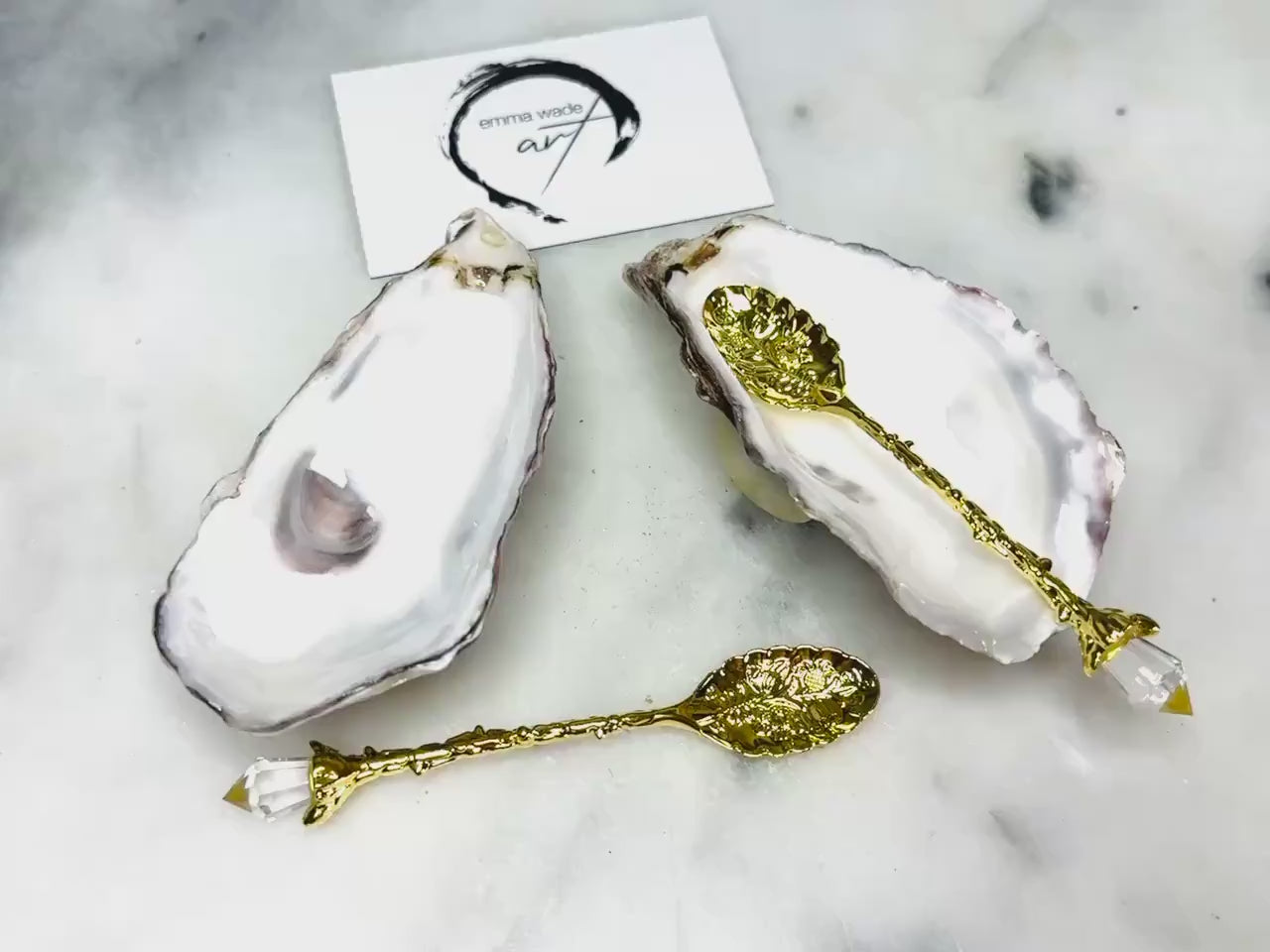Pair of Natural Oyster Shell on a Limpet Shell Stand Salt and Pepper Gift Set, Add on Spoons, Dorset Shell Pinch pots, Original Coastal Gift