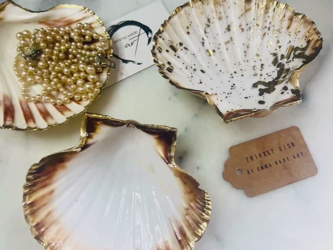 Gold Leaf Dorset Scallop Shell Trinket Dish | Luxury Coastal Jewellery Dish | Hand Gilded Shell Decor, 3 Design Options Available