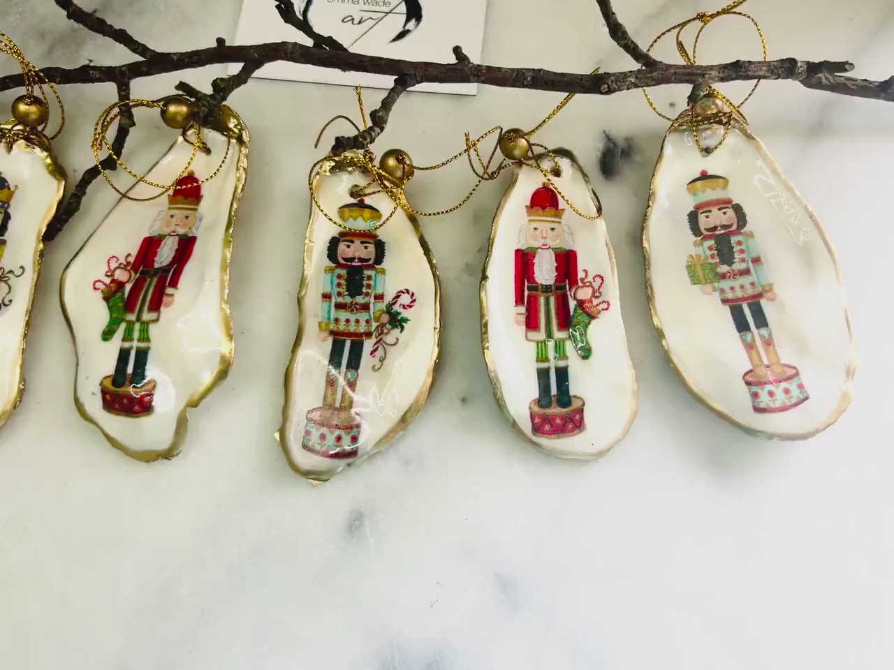Nutcracker Oyster Shell Christmas Ornament | Coastal Tree Decoration | Handmade Dorset Shell Christmas Gift, sold individually or as a set